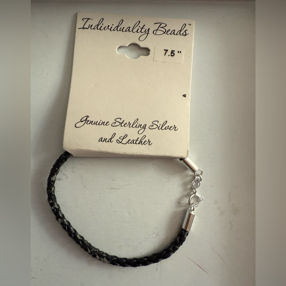 Black Leather and Sterling Bracelet